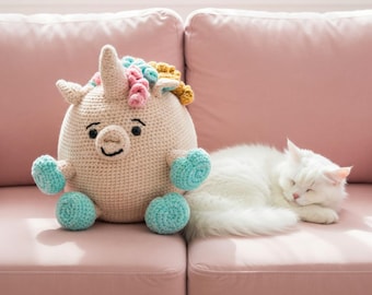 Peluche de unicornio de ganchillo, adorable peluche de unicornio amigurumi, juguete suave hecho a mano, idea de regalo para niños, decoración mágica