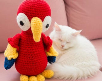 Loros de ganchillo, adorable conjunto de amigurumi de loros, juguetes de peluche de pájaros hechos a mano, colorida idea de regalo, decoración del hogar