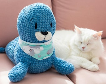 Lars Foca de Ganchillo, Peluche de Foca Amigurumi, Juguete Suave Hecho a Mano, Regalo de Animales Marinos, Decoración Acogedora