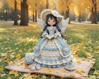 Märchenbuch Lese Fee Puppe Häkelanleitung PDF, niedliches Fantasy Amigurumi Plüsch, Fee Spielzeug, einfach DIY Geschenk