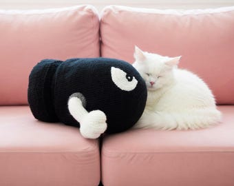 Bullet Bill Crochet, Peluche Amigurumi Adorable, Decoración Inspirada en el Juego Hecha a Mano, Idea de Regalo Suave y Relleno