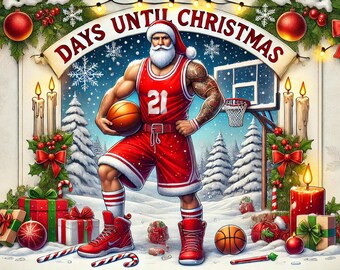 Calendrier De L'Avent Basket - 24 Porte-clés Sportifs - Compte à Rebours Noël - Cadeau Pour Adultes, Amis, Athlètes - ABS, Tissu, Métal