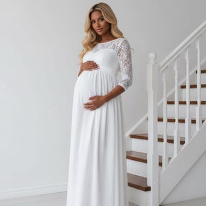 chinese dress ladies Magnolia Lace Maternity Maxi Dress - For Sale