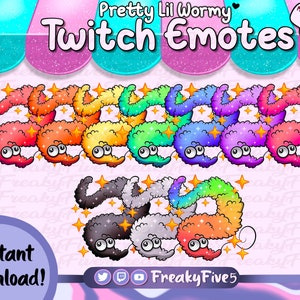 Worm on a String Emote and Sub Badge Pack for Twitch and Discord! String worm sub badges | Worm Emotes | Snake sub badges