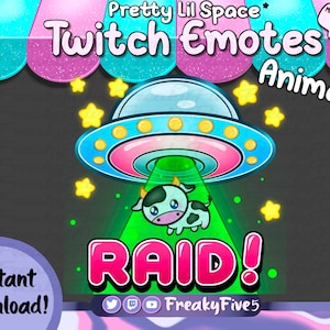 Animated UFO Raid Emote for Twitch and Discord! Animated space emote | Ufo emote | Smotes | Animated raid emote | Cow emote | Space Twitch