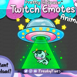 Animated UFO Emote for Twitch and Discord! Animated space emote | Ufo emote | Animated alien emotes | Cow emote | Space Twitch