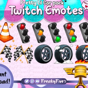 Pacchetto badge secondario a tema corse per Twitch e Discord! Distintivi secondari auto/Emote auto/Distintivi secondari pneumatici/Distintivi secondari corse/Distintivi secondari veicolo