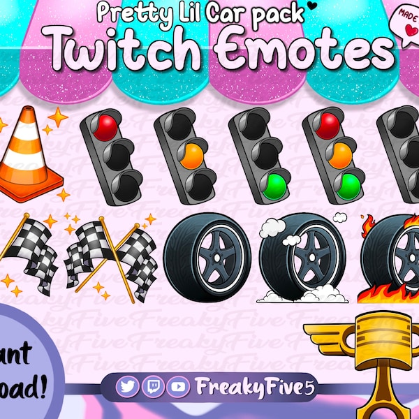Racing Themed Sub Badge Pack for Twitch and Discord! Car Sub badges | Car emotes | Tire sub badges | Racing Sub badges | Vehicle sub badges