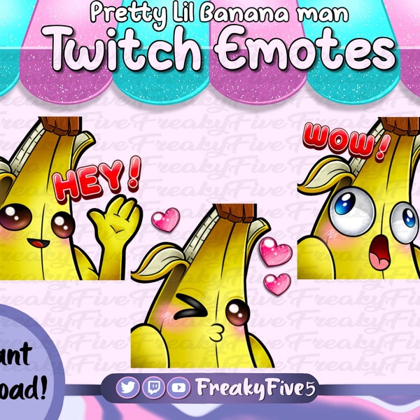 Banana Man Twitch Emote Pack - Go Bananas in your Twitch Streams! Cute discord emotes | Banana emotes | funny emotes | Battle Royale