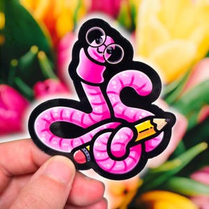 ADORABLE WORM Magnets and Stickers! 3 Inch Worm Fridge Magnet, Cute bug art magnets, Magnet Set, cute worm stickers, bookworm, teacher gifts