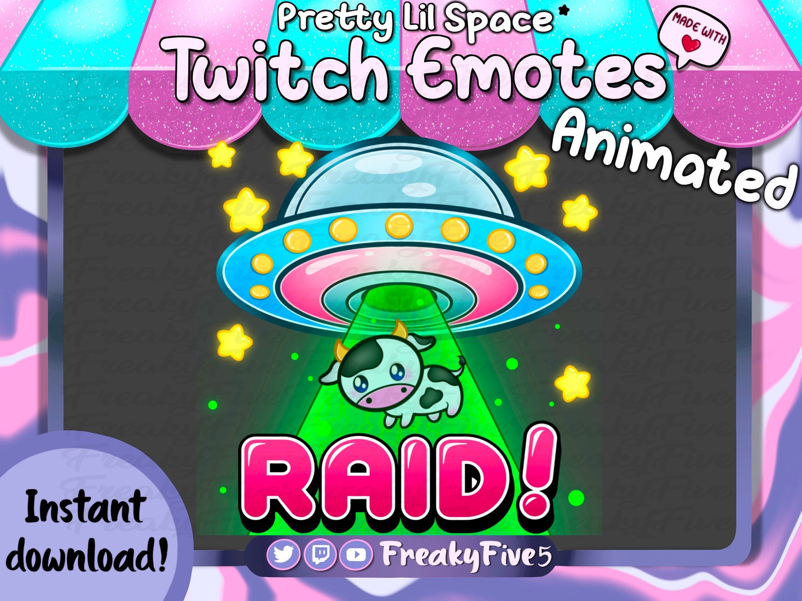 Animated UFO Raid Emote for Twitch and Discord Animated Space Emote Ufo