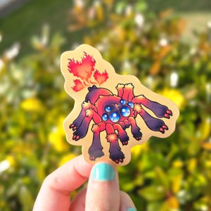RED KNEE TARANTULA 3&quot; Vinyl Sticker | Tarantula Sticker | Arachnid art | bug stickers | cute spooder sticker