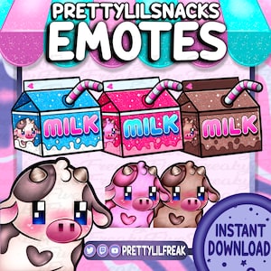 Udderly Adorable Cow and Milk Emote Pack for Twitch! cute discord emotes | Stardew valley emote | Milk emotes | Cow emotes | Cottage core