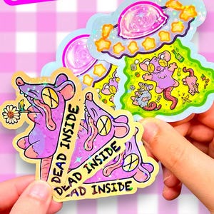 ADORABLE POSSUM STICKERS! 3 Inch Funny Possum Sticker, Cute animal art, Possum lover gift, Ufo Space Sticker, Dead Inside Sticker