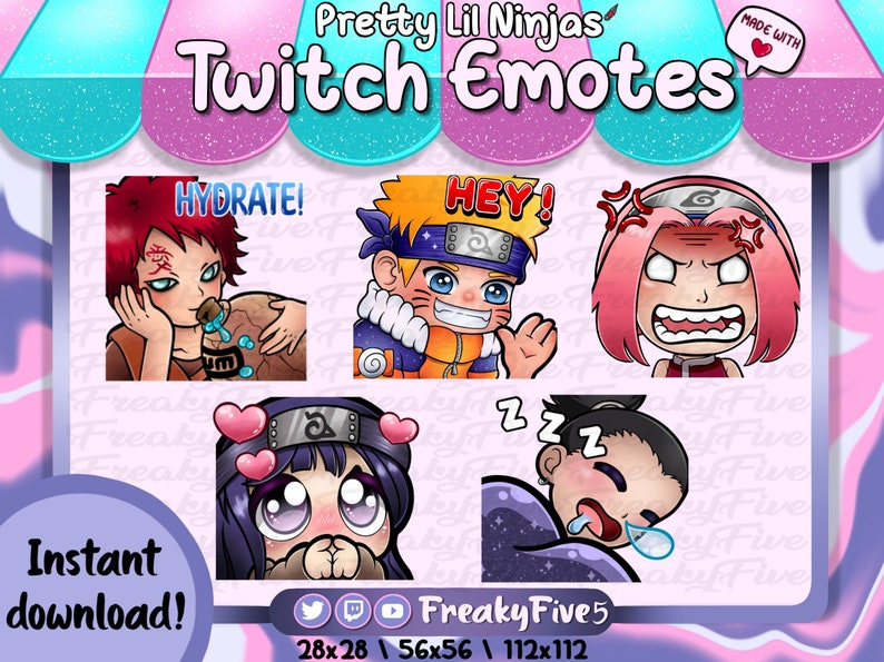 Ninja Anime Character Pack 1 Emotes for Twitch and Discord Ninja Emotes ...