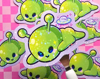 Alien Booty 3" Vinyl Sticker Alien sticker | space stickers | galaxy stickers | cute alien art | UFO sticker | Handmade glitter sticker