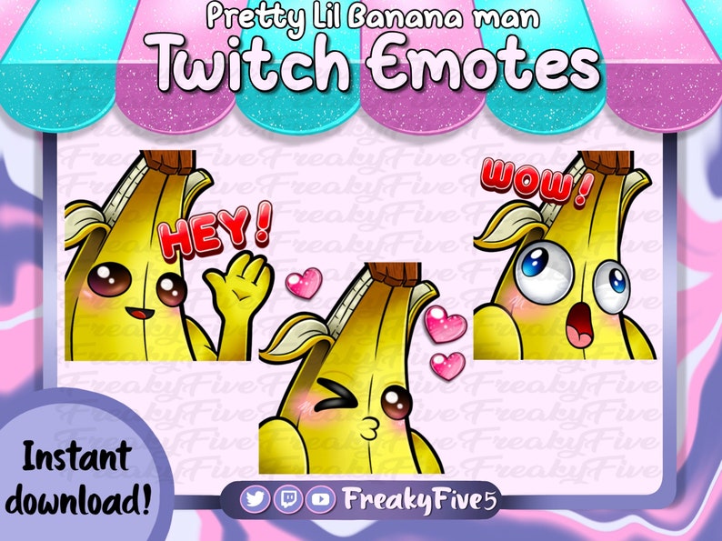 Banana Man Twitch Emote Pack Go Bananas in Your Twitch Streams Cute