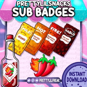 SPICY Emotes and Sub Badge Pack for Twitch and Discord! chili pepper emotes | hot sauce emote | Taco emotes | spicy sub badges