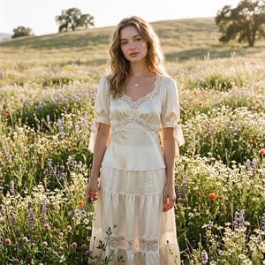 Elegant Lace Patchwork V-Neck Blouse Lace Up Waist Summer Top