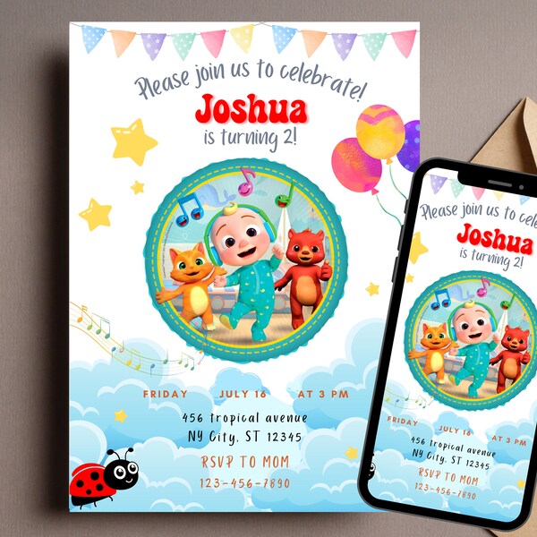 Editable Baby Birthday Invitation Template Printable Birthday Party Invite, Gender Neutral Invite, Canva Template