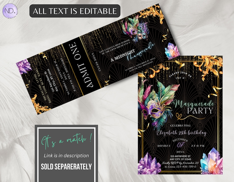 Editable Masquerade Party Welcome Sign, Canva Template (digital ...