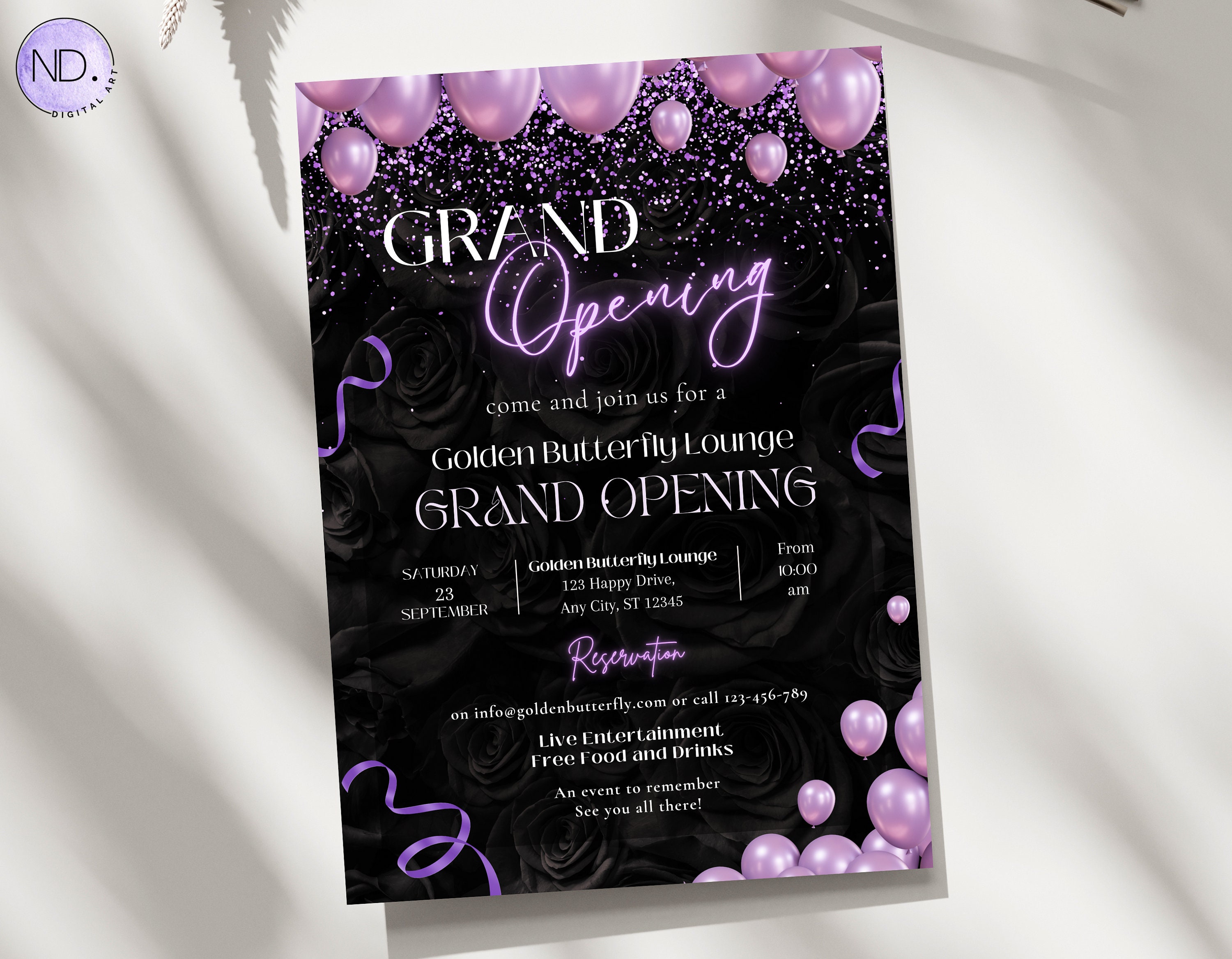 Purple Grand Opening Invitation, Editable Business Launch Invite (canva ...