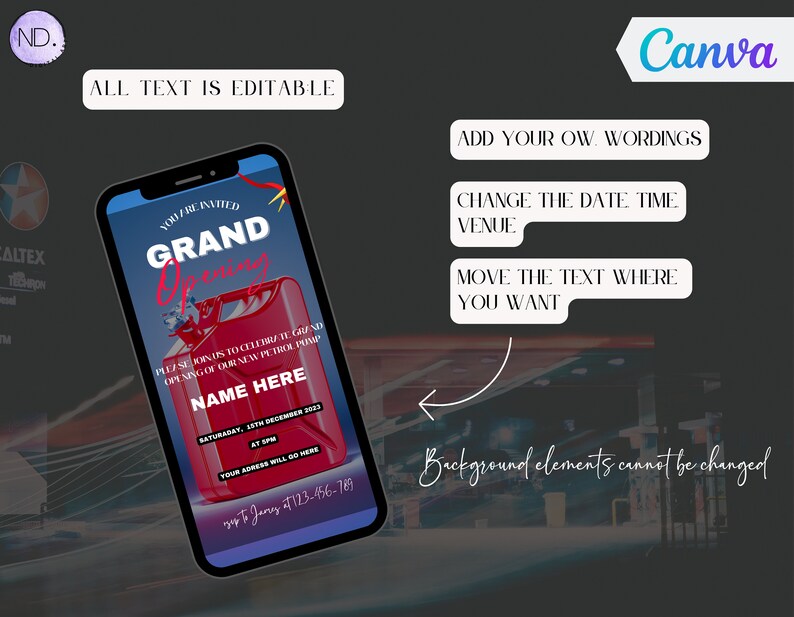 Digital Petrol Pump Opening Invitation Editable Petrol Grand Etsy UK