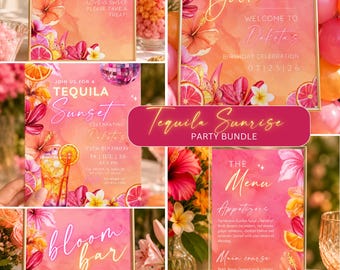 Tequila Sunrise Party Bundle | Tropical Birthday Decorations (Digital Download)