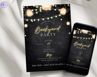 Rustic BBQ Party Invitation, Editable Canva Template (Digital Download)