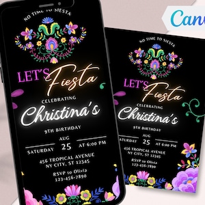 Editable Fiesta Birthday Party Invitation Mexican Party Invite Mexican Flower Arrangements Editable Template Fiesta Birthday Invite