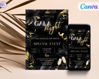 Invito modificabile per serata di gala, evento aziendale, modello Canva (download digitale)