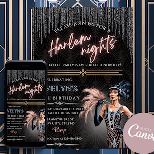 Harlem Nights Pink Party Invitation - Etsy