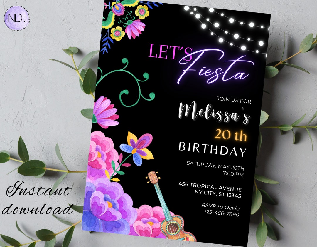 Editable Mexican Birthday Party Invitation Fiesta Birthday Party Invite ...