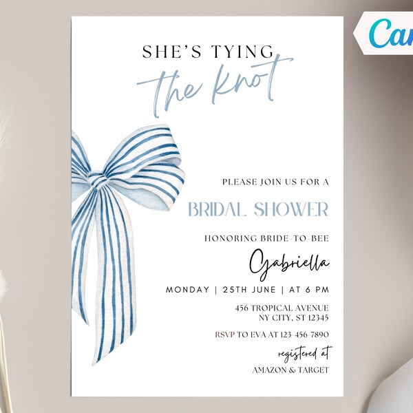 thumbnail image 2 of Blue Bow Bridal Shower Brunch With The Bride Cocktail, Luncheon Or Dinner Napkins Set Of 25 2 of 11