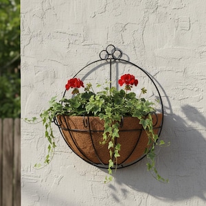 Half Round Wall Planter Coconut Fiber Hanging Basket Garden Home Decor