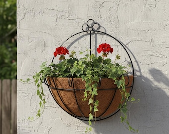 Half Round Wall Planter Coconut Fiber Hanging Basket Garden Home Decor