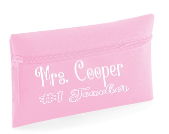 PERSONALISED:  your teacher's name pencil case school last day appreciation thank you gift - #1 teacher number one number 1