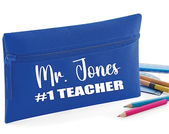 PERSONALISED:  your teacher's name pencil case school last day appreciation thank you gift - #1 teacher number one number 1