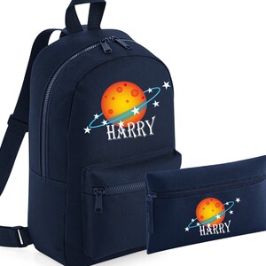 PERSONNALISÉ : votre nom mini sac à dos sac à dos et étui à crayons école ensemble gym pe pépinière sac espace planète nom sac à dos garçons filles enfant en bas âge