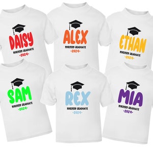 Gepersonaliseerde kleuterschool afgestudeerde afstudeerverlaters compleet kinder t-shirt - 6 KLEUREN