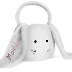 PERSONALISED:  Easter bunny rabbit treat basket - your kids name - GLITTER print