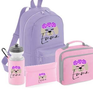 PERSONNALISÉ : votre nom, mini sac à dos, sac à dos, boîte à crayons, bouteille d'eau, ensemble scolaire, salle de sport, sac pour chambre d'enfant, chat, chaton, minou