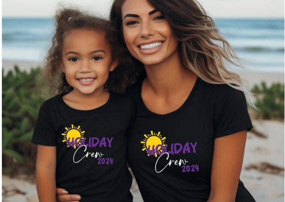 Family Holiday Crew 2024 Sun Print Family Matching Summer Holiday Vacation Tops Tees Shirts T shirts Adults Kids Sizes Twinning Black Etsy UK