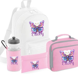 PERSONNALISÉ : votre nom, mini sac à dos, sac à dos, boîte à crayons, trousse, bouteille d'eau, sac de sport, pe, sac pour chambre d'enfant, papillon