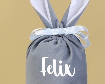 PERSONALISED:  Easter treats bag - bunny rabbit design - your kids name