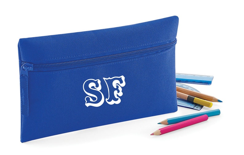 PERSONALISED: your initials pencil case school set gym pe nursery carnival style tattoo font image 1