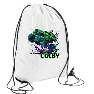 PERSONNALISÉ : votre nom Monster Truck bag school gym pe sac de chambre d'enfant