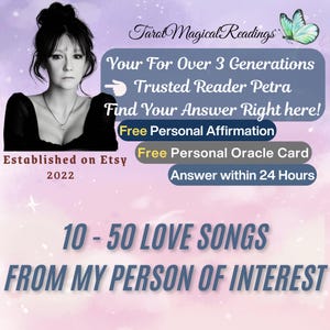 10-50 Canciones de mi Persona | Letras Canalizadas | Letra de Canción de mi Amor | Tarjeta de Oráculo y Afirmación Personal de Regalo | Servicios de Correo Electrónico de Etsy
