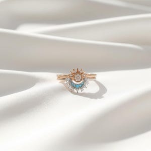 Sun and Moon Couple Ring Set, Adjustable Open Matching Rings for Women Men, Minimalist Stackable Celestial Jewelry Gift