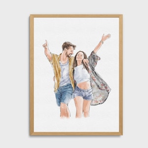 Custom Hand-Drawn Couple Portrait from Photo, Gift for Girlfriend, Boyfriend Gift, Couple gift, Couple Proposal Drawing, Valentines Day Gift